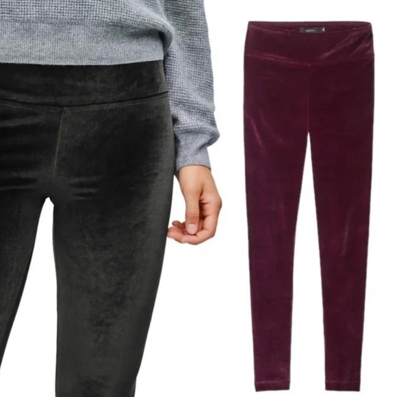ARITZIA Talula low rise velvet Manhattan burgundy legging pants xxs - Picture 1 of 7